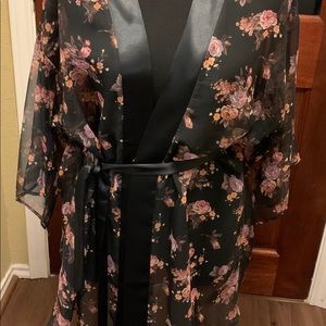 Black mini robe with colorful flowers
